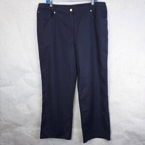 St. John Gabardine Dress Pants Women 16 Navy Blue Trousers Office Classic Career